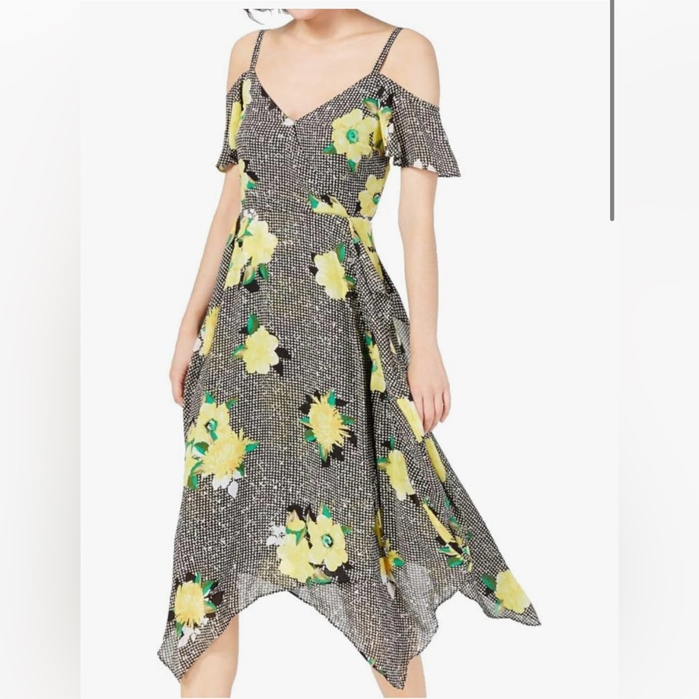 INC International Concept Women's Cold Shoulder Floral Midi Dress size 8 Petite
